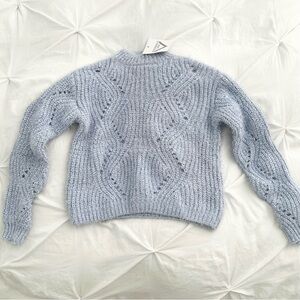 Baby blue eyelash cable knit sweater freshman 1996